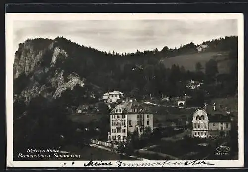 AK Breitenstein am Semmering, Blick auf Kurhaus Weisses Kreuz