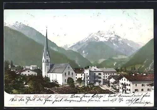 AK Mairhofen /Zillertal, Teilansicht mit Bergen