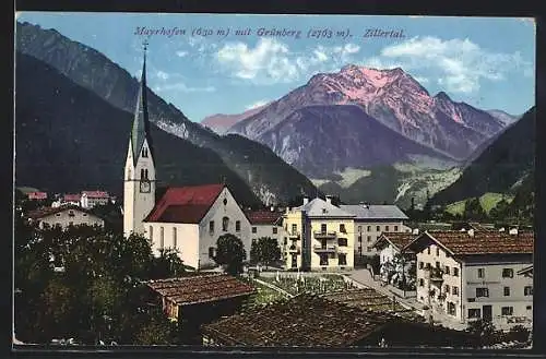 AK Mayrhofen /Zillertal, Teilansicht mit Grünberg