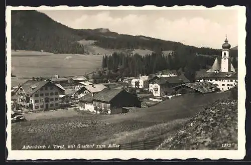 AK Achenkirch i. Tirol, Ortsansicht mit Gasthof zum Adler
