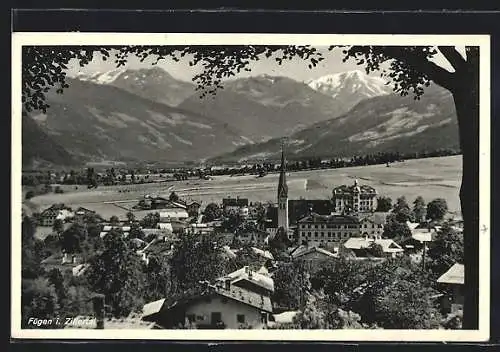 AK Fügen i. Zillertal, Ortsansicht aus der Vogelschau