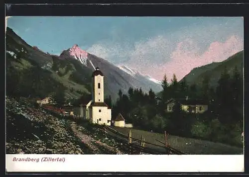 AK Brandberg im Zillertal, Kirche mit Bergen