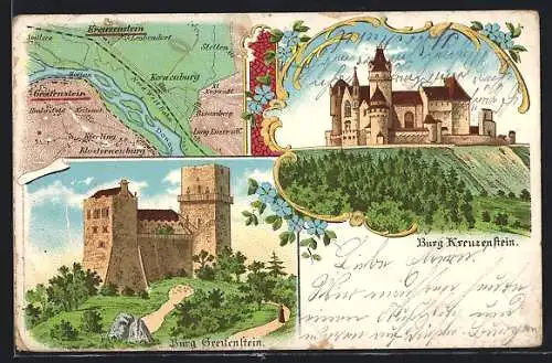 AK Kreuzenstein, Burg Greifenstein und Burg Kreuzenstein