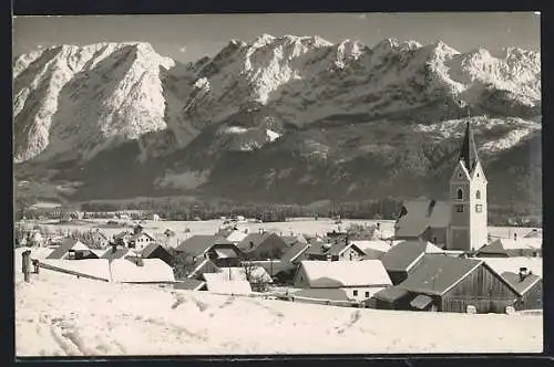 AK Bad Mitterndorf, Ortsansicht mit Grimming im Winter