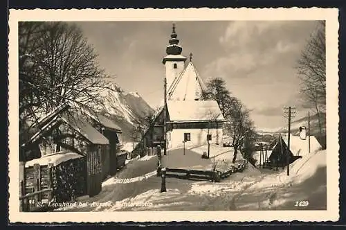 AK Bad Aussee, Kirche St. Leonhard im Schnee