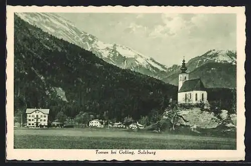 AK Golling an der Salzach, Torren mit der Kirche auf dem Hügel