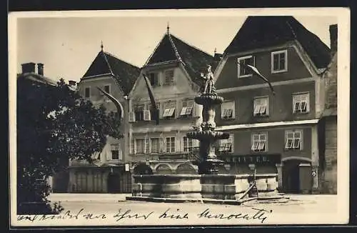AK Steyr /O.-Ö., Blick auf den Leopoldsbrunnen