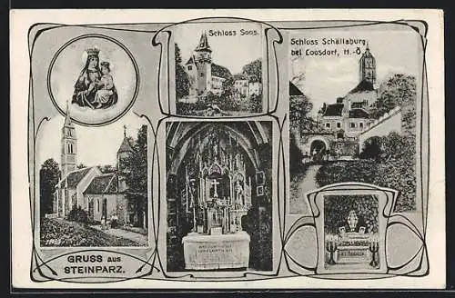 AK Schollach, Steinparz, Schloss Soos und Schällaburg, Ansicht der Kirche