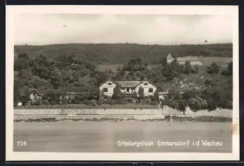 AK Emmersdorf i. d. Wachau, Flusspartie am Erholungsheim