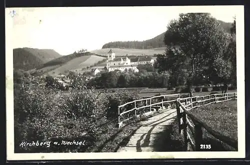 AK Kirchberg a. Wechsel, Ortsansicht von einem Feldweg aus