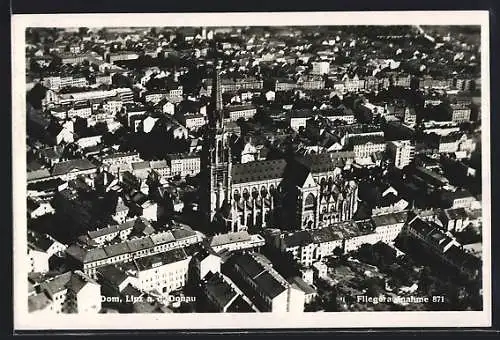 AK Linz a.d. Donau, Maria-Empfängnis-Dom aus der Vogelschau