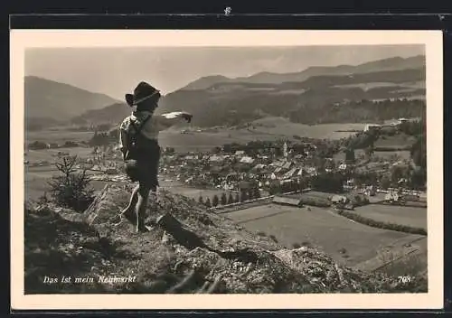 AK Neumarkt /Steiermark, Gesamtansicht, Kind in Tracht