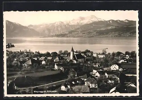 AK Weyregg am Attersee, Ortsansicht aus der Vogelschau