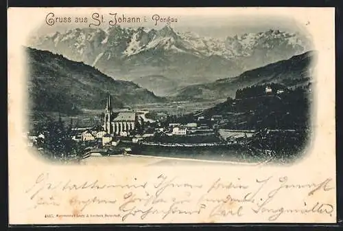 AK St. Johann i. Pongau, Ortsansicht mit Bergpanorama