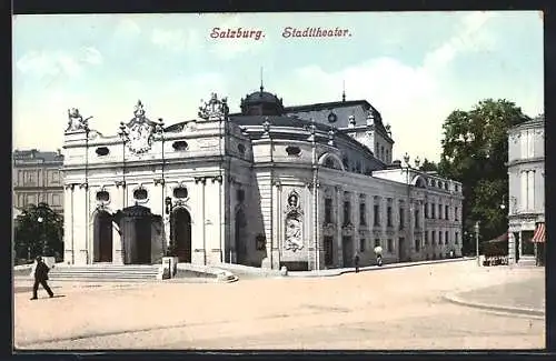 AK Salzburg, Stadttheater mit Strasse
