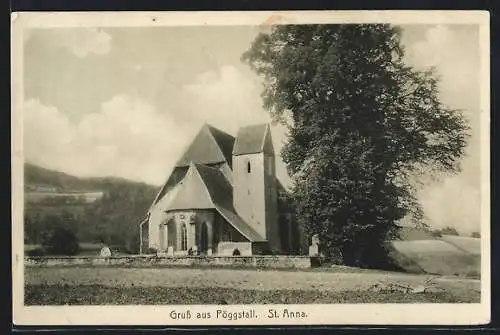 AK Pöggstall, Kirche St. Anna mit Baum