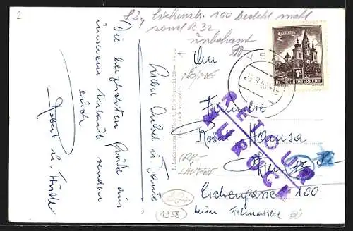 AK Ysper, Hauptplatz mit Kirche und Fleischhauerei