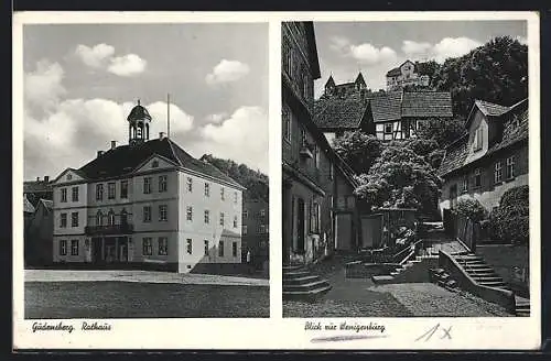 AK Gudensberg, Rathaus und Blick zur Wenigenburg