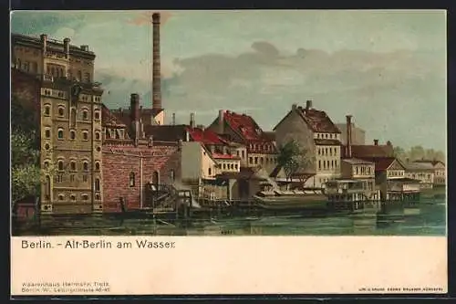 Künstler-AK Berlin, Alt-Berlin am Wasser