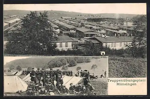 AK Münsingen, Truppenübungsplatz, Lager, Soldaten beim Abkochen