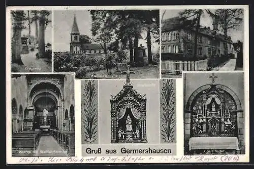 AK Germershausen, Kreuzweg, Wallfahrtskirche, Augustinerkloster, Gnadenaltar, Gnadenbild, Inneres der Kirche