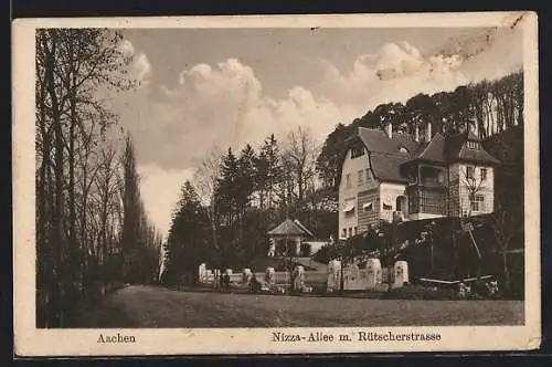AK Aachen, Nizza-Allee m. Rütscherstrasse