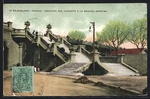 AK Barcelona, Parque, Escalera del Viaducto a la Sección Marítima