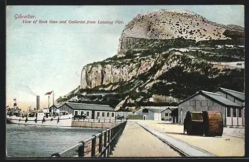 AK Gibraltar, View of Rock Gun and Galleries from Landing Pier