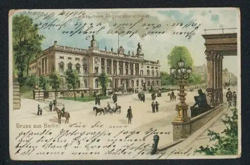 Lithographie Berlin, Das neue Abgeordnetenhaus, Prinz-Albrecht-Strasse