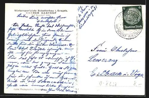 AK Schellerhau i. Erzg., Der Obere Gasthof im Schnee