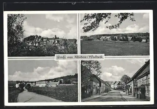 AK Rhoden / Waldeck, Teilansicht, Strassenpartie mit Gebäudeansicht, Ortspartie