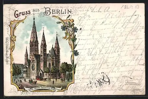 Lithographie Berlin-Charlottenburg, Kaiser Wilhelm Gedächtniss-Kirche
