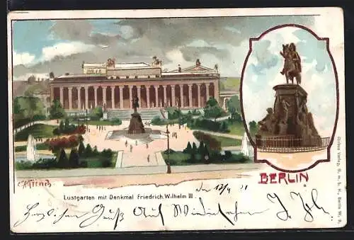 Künstler-AK Carl Münch: AK Berlin, Lustgarten mit Denkmal Friedrich Wilhelm III.