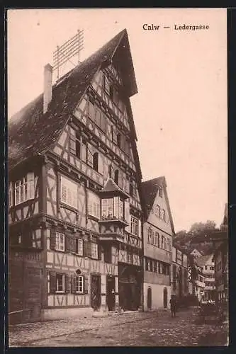 AK Calw, Haus an der Strasse Ledergasse