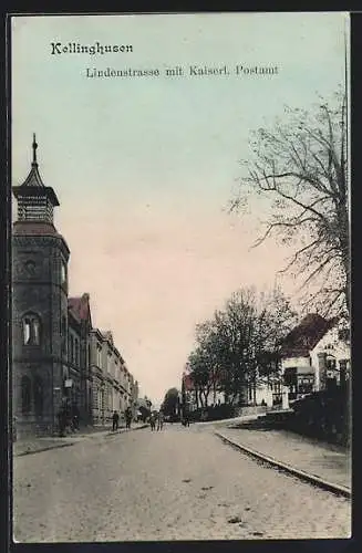 AK Kellinghusen, Lindenstrasse mit Kaiserl. Postamt