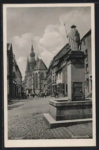 AK St. Wendel, Blick in die Balduinstrasse nach der Kirche
