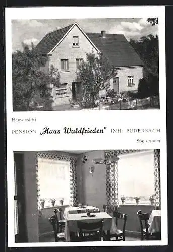 AK Hütte / Westerwald, Hotel-Pension Haus Waldfrieden, Speiseraum