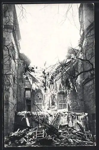 AK Stuttgart, Brand des Alten Schlosses 1931, Vereiste Einsturzstelle in der Dototheenstrasse