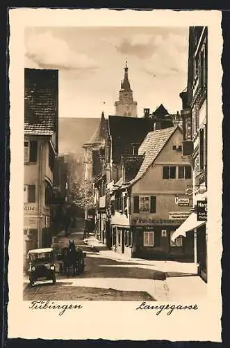 AK Tübingen, Strasse Langegasse mit Gasthaus und Geschäften