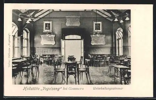 AK Gommern / Magdeburg, Heilstätte Vogelsang, im Unterhaltungszimmer
