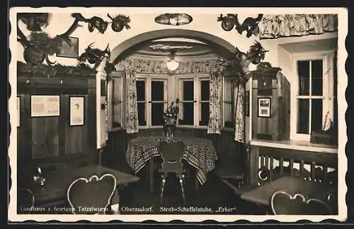 AK Oberaudorf, Gasthaus zum teurigen Tatzelwurm, Steub-Scheffelstube Erker