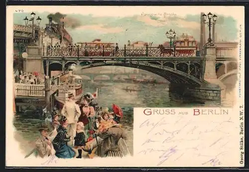 Lithographie Berlin, Partie an der Jannowitz-Brücke