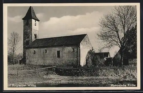 AK Burgfelden, Ansicht der romanischen Kirche