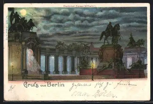 Lithographie Berlin, Denkmal Kaiser Wilhelm I.