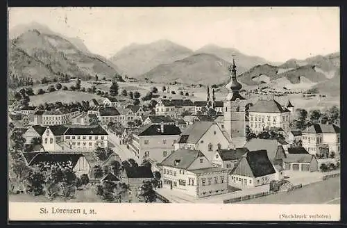 AK St. Lorenzen i. M., Ortsansicht mit Kirche