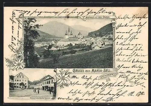 AK Maria-Zell /Steiermark, Wienerneustädtergasse, Ortsansicht mit Ötscher