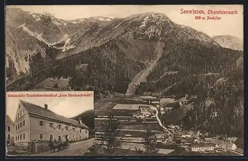 AK Seewiesen, Touristen-Gasthof Zum Hochschwab Schiechl, Panorama
