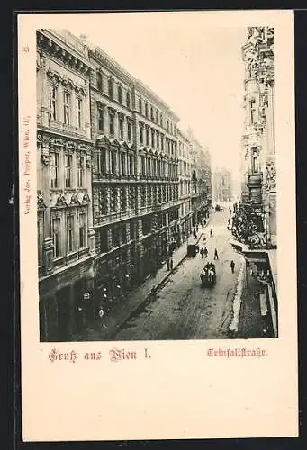 AK Wien, Teinfaltstrasse aus der Vogelschau