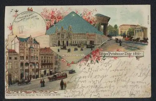 Lithographie Berlin, Geschäftshaus P. Raddatz & Co., Leipziger Strasse 123, Altes Potsdamer Tor, Reichspostamt