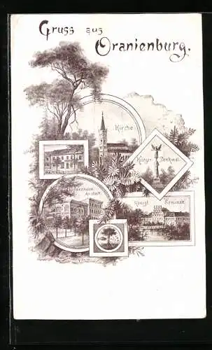 Künstler-AK Oranienburg, Präparanden-Anstalt, Malte Haus, Königl. Seminar